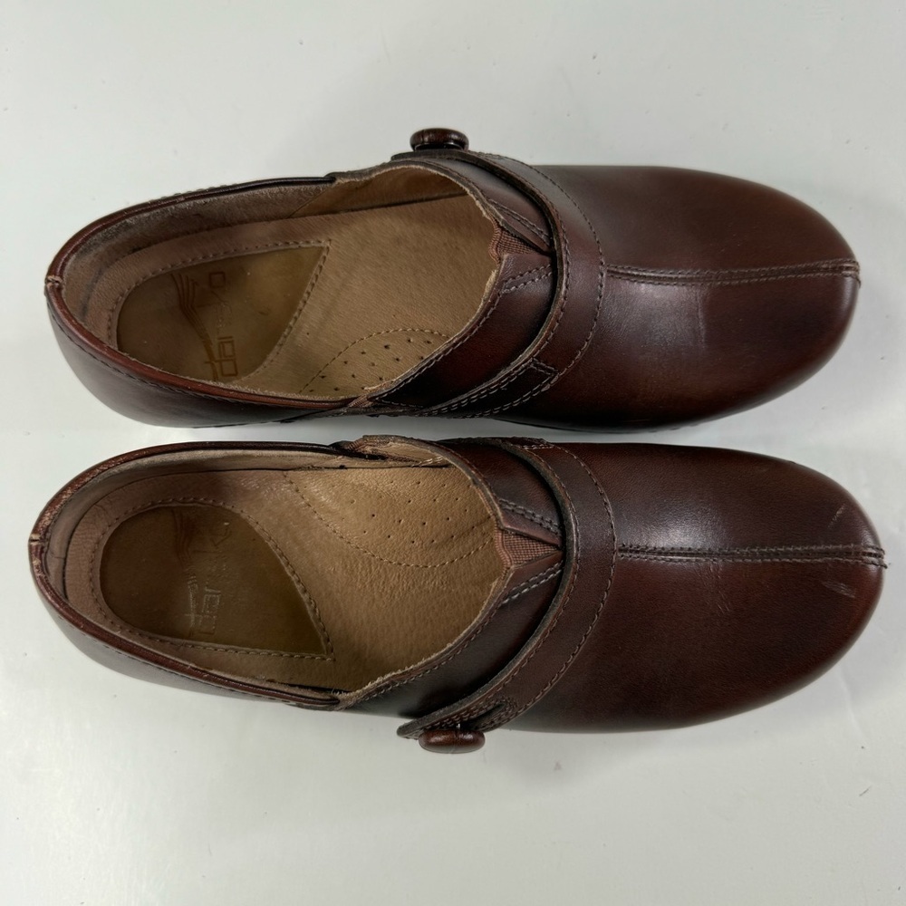 Dansko Solstice Brown Leather Clogs Size 37 - Picture 2 of 8